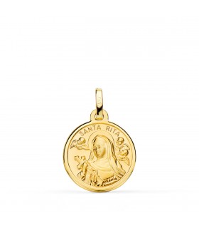 Medalla Santa Rita Oro 18K 16mm Borde - Santa Rita de Casia - patrona