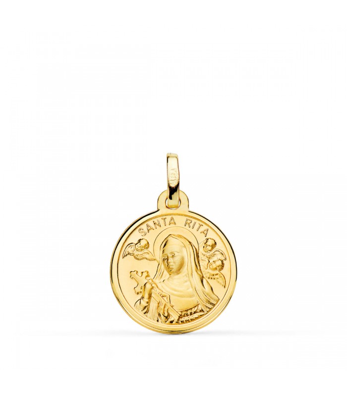 Medalla Santa Rita Oro 18K 16mm Borde - Santa Rita de Casia - patrona