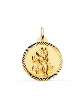 Médaille Saint Christophe Or 18K 22mm Diamanté
