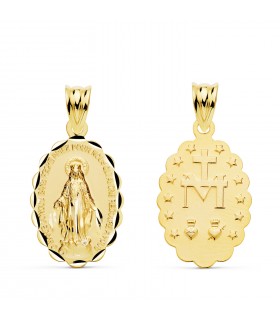 Medalla Milagrosa Oro 18K 20mm Tallada - escapulario virgen milagrosa - medallas religiosas