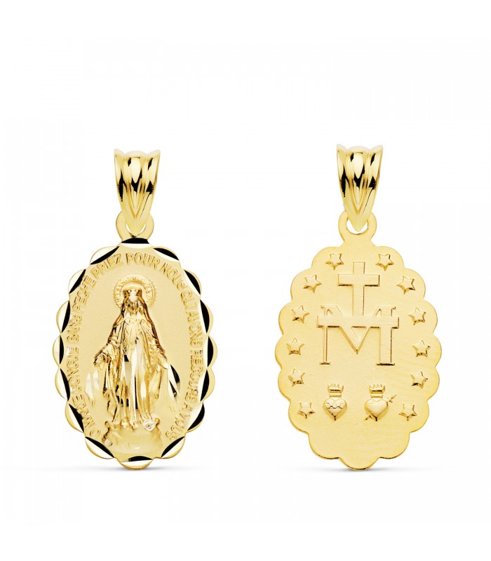 Medalla Milagrosa Oro 18K 20mm Tallada - escapulario virgen milagrosa - medallas religiosas