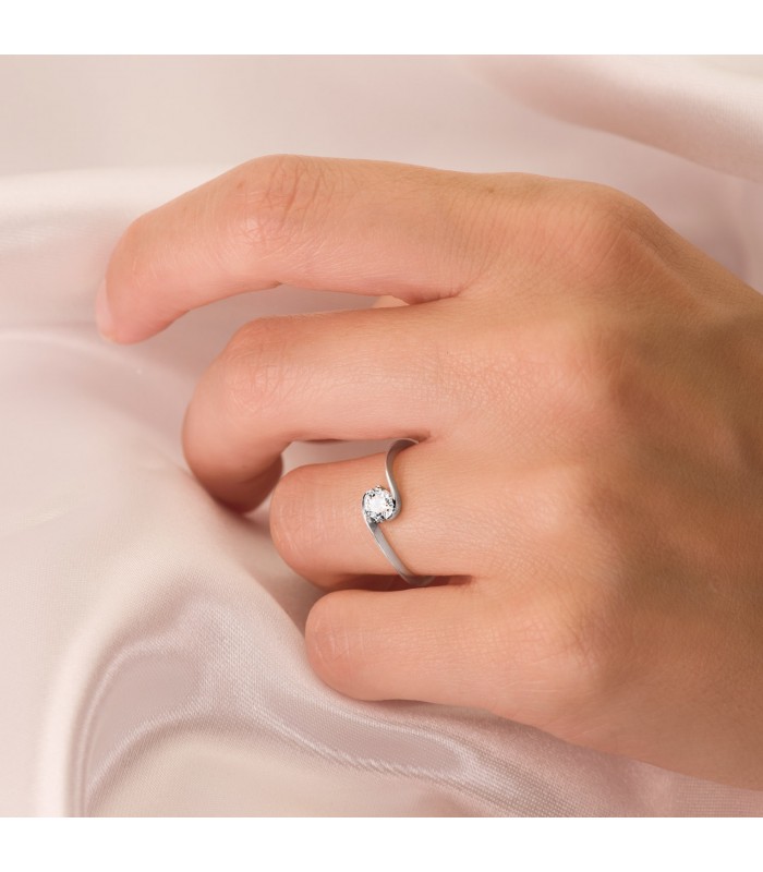 Anello Solitario Aurora oro bianco 18 Kt - Anello da proposta di matrimonio - Gioielleria online