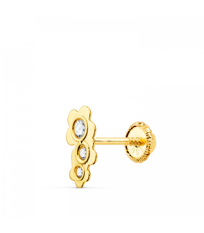 Piercing oreja Oro Amarillo 18K Flores - Pendientes para el segundo agujero - piercings en las orejas