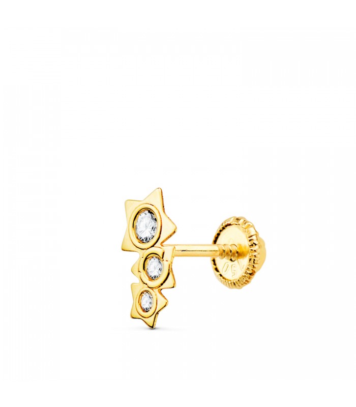 Piercing oreja Oro Amarillo 18K Estrellas - Pendientes para el segundo agujero - piercings en las orejas