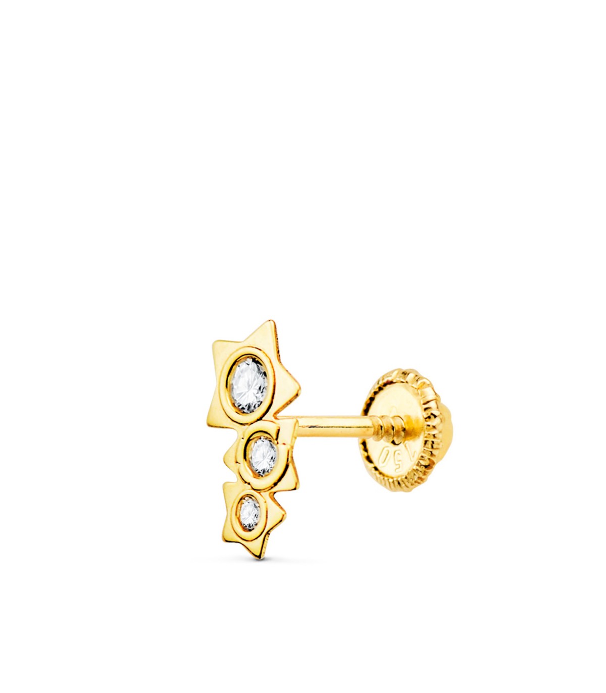 Piercing oreja Oro Amarillo 18K Estrellas - Pendientes para el segundo agujero - piercings en las orejas