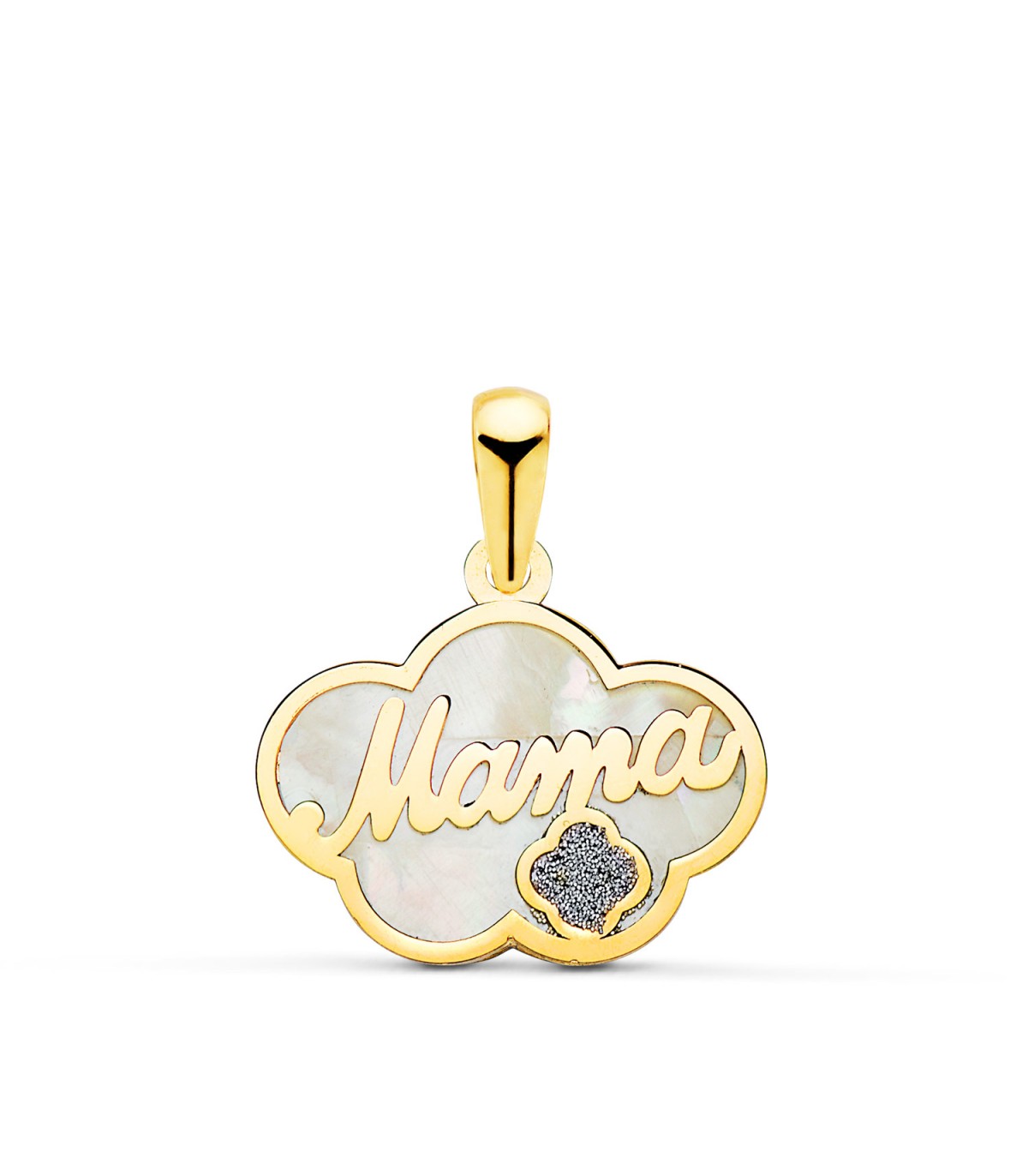 pendentif "mamá", cadeaux pour les mères - Pendentif "Mamá" Poudre de diamant Or 18K Nuage
