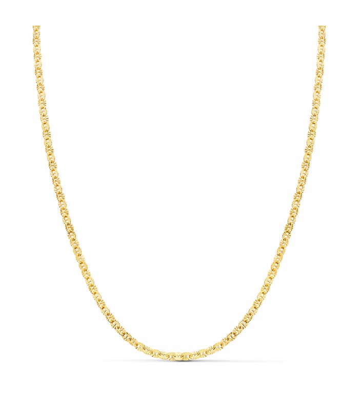 Collana da donna a maglia lingottino e lavorazione diamantata in Oro giallo 2mm 40cm