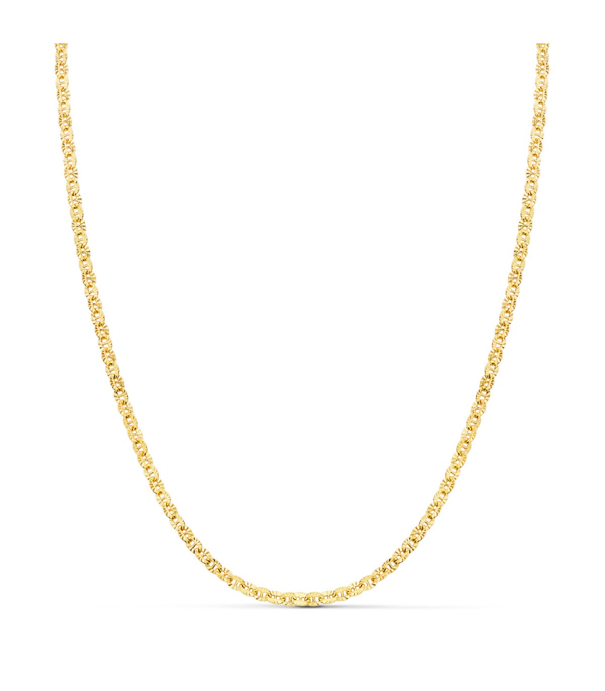 Collana da donna a maglia lingottino e lavorazione diamantata in Oro giallo 2mm 40cm