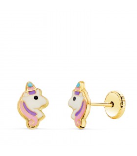 Orecchini Unicorno Colorati Oro 18kt