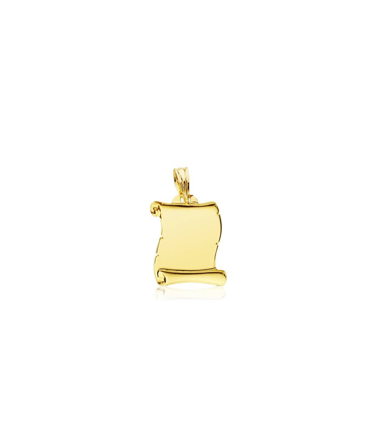 Pergamino Colgante liso Oro 18K 18mm grabado frase texto láser joya personalizada