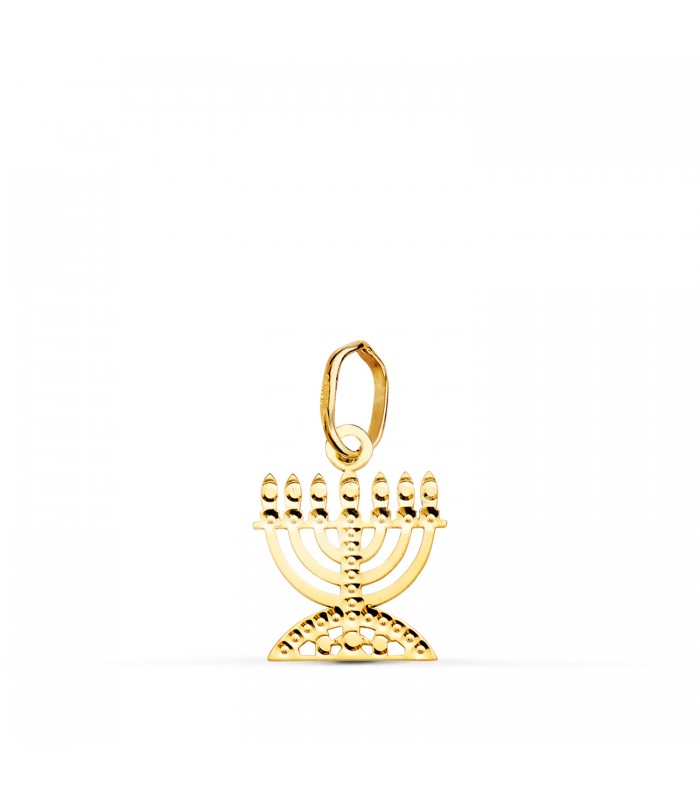 Colgante Menorah Oro 18K 12mm - símbolos judíos - colgantes de oro