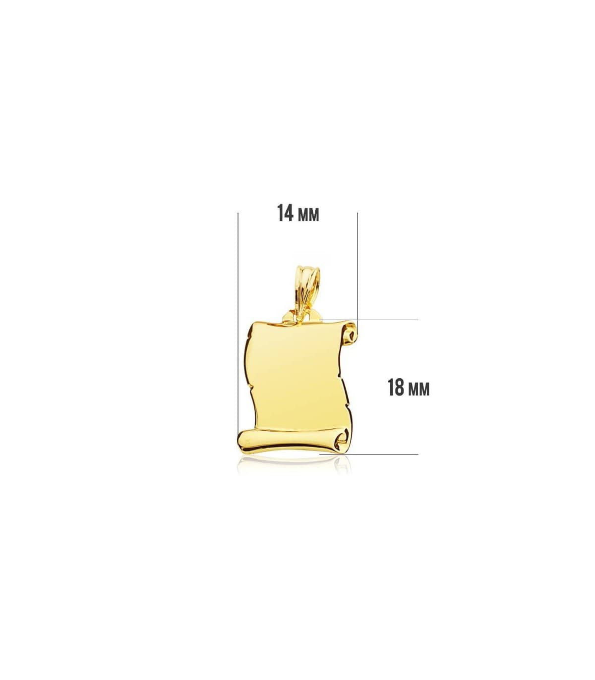 Pergamino Colgante liso Oro 18K 18mm grabado frase texto láser joya personalizada