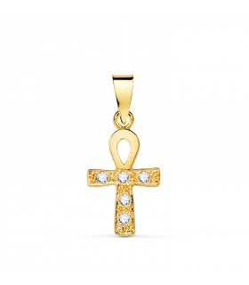 Colgante Cruz Egipcia Oro 18K 14mm. Símbolos egipcios, cruz de la vida.
