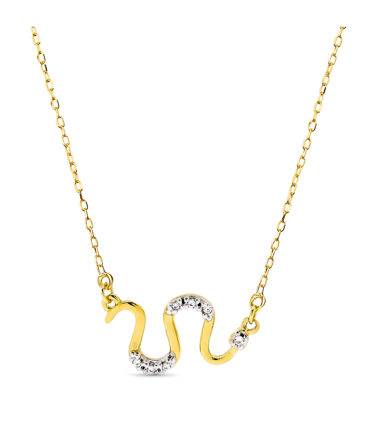 Collar Serpiente Oro Bicolor 18K 45 cm - Gargantillas de mujer, colgantes de serpiente - Joyas halloween