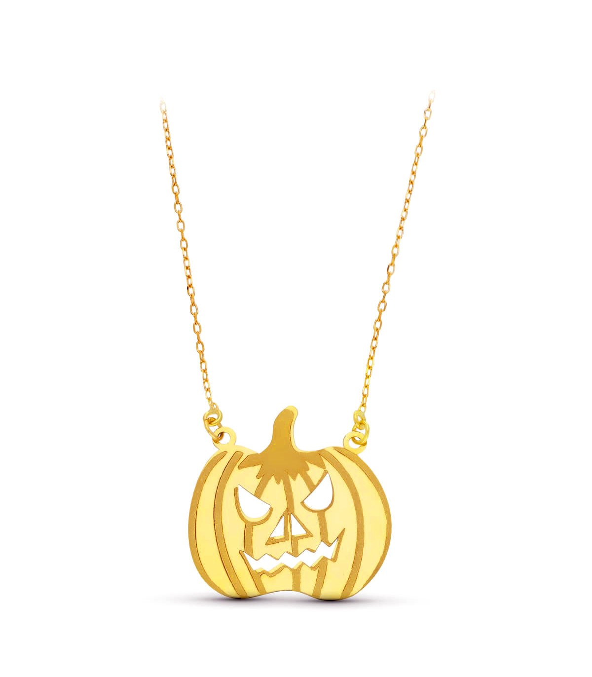 Collar Calabaza Oro Amarillo 18K 45 cm - Gargantillas de mujer, colgante pumpkin - Joyas halloween