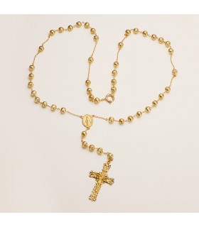 Rosario de Oro 18K Cruz Filigrana y Medalla Milagrosa. Rosarios religiosos.