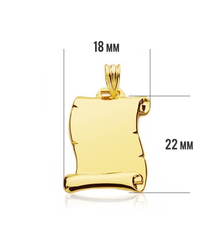 Colgante Pergamino oro amarillo 18 kilates chapa grabar