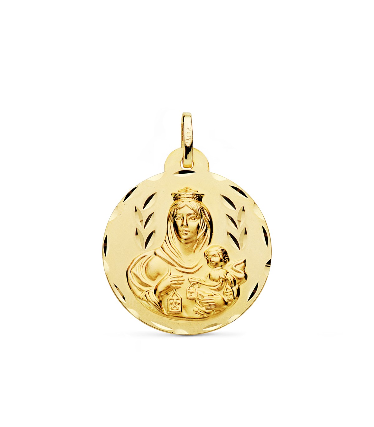 Medaglia Madonna del Carmine oro 18kt 26mm intagliata