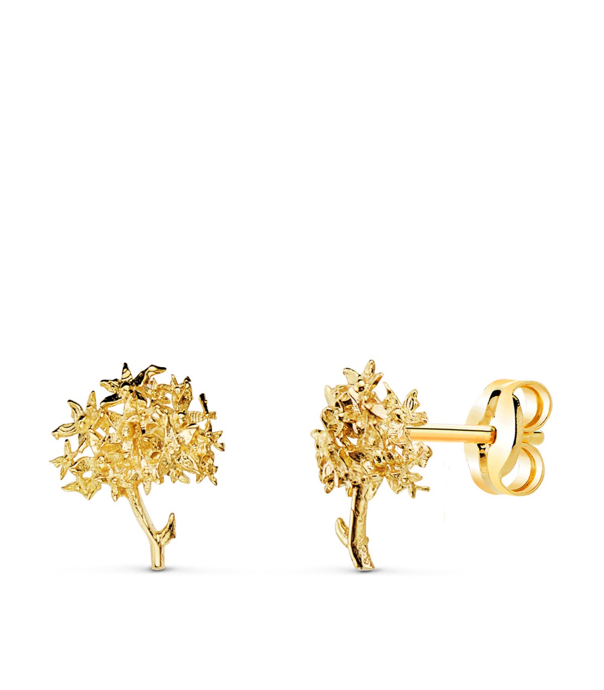 Damen Ohrstecker aus 750er Gelbgold - Gold Ohrringe Jasmin, Blumen-Motiv, 10×8 mm, Steckverschluss