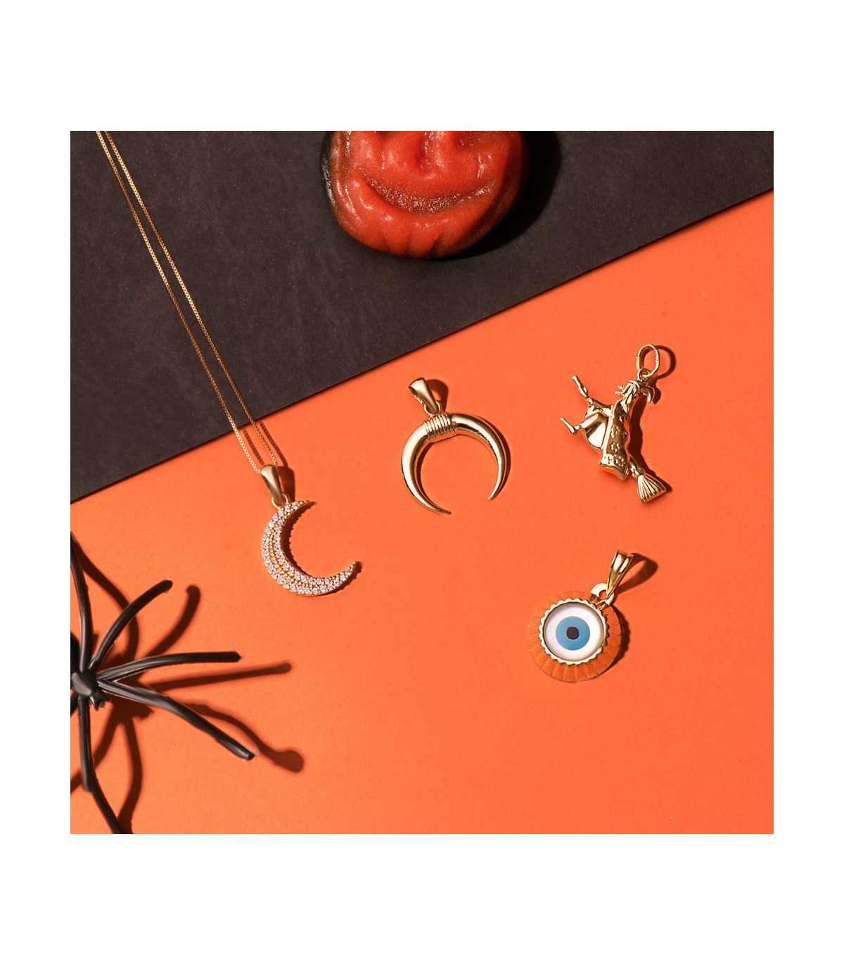 Türkisches Auge, emailliert in Blau, Goldanhänger 15 mm, Schutzsymbol & Halloween Schmuck