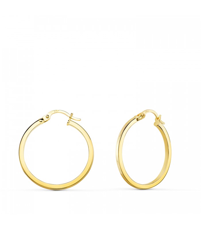 Boucles d'oreilles Créoles Carrées Or 18K 23mm. Boucles d'oreilles pour femmes, bijoux en ligne.