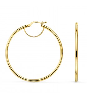 Orecchini a cerchio vuoto oro giallo 18kt 44mm, cerchi grandi spessi
