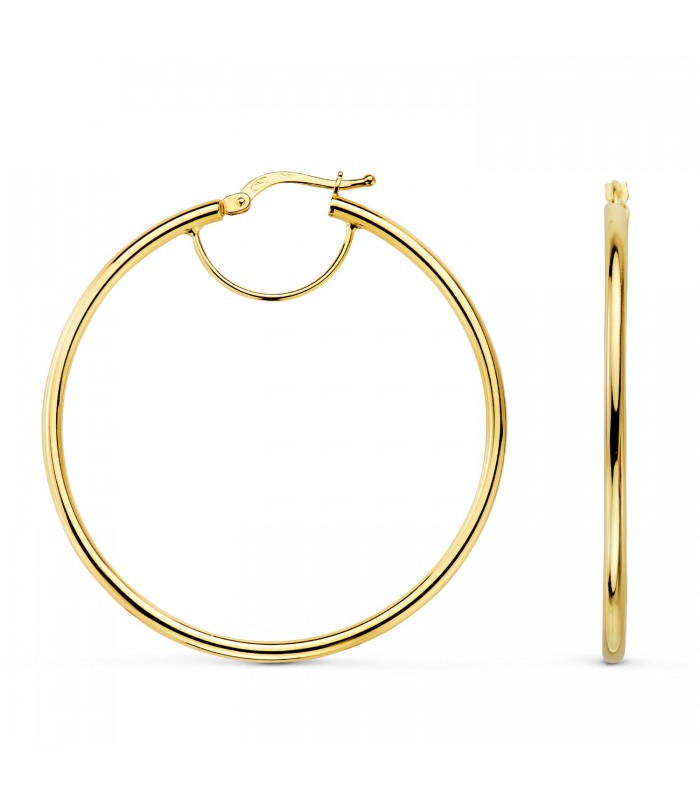 Aros Grandes Oro Amarillo 18K 43mm | Pendientes Mujer, joyas online.