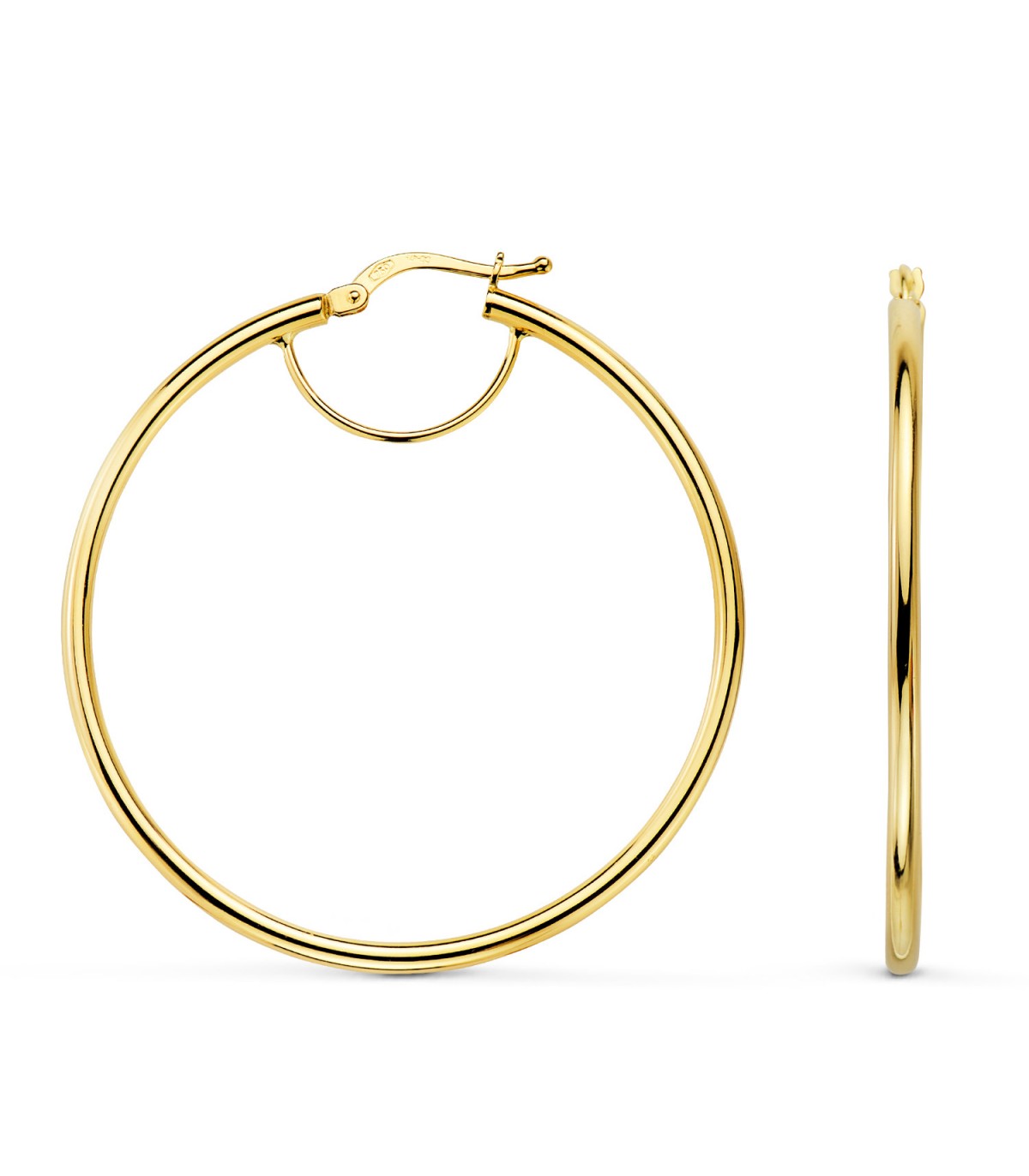 Aros Grandes Oro Amarillo 18K 43mm | Pendientes Mujer, joyas online.
