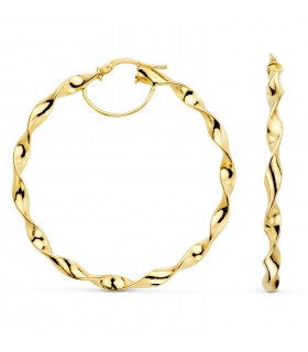 Orecchini cerchio intrecciati oro giallo 18 kt 46 mm, lavorazione torchon