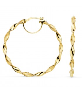 Créoles torsadées Or jaune 18K 46mm | Boucles D'oreilles, grandes créoles.