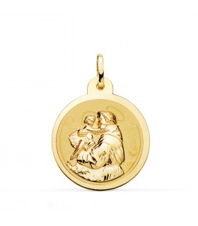 Medalla San Antonio Oro 18K 24mm Brillo - medalla religiosa católica - joya personalizada