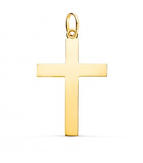 18-Karat-Goldkreuze für Damen und Herren – Kreuzanhänger in Plattenausführung, rechteckige Form, 38 mm