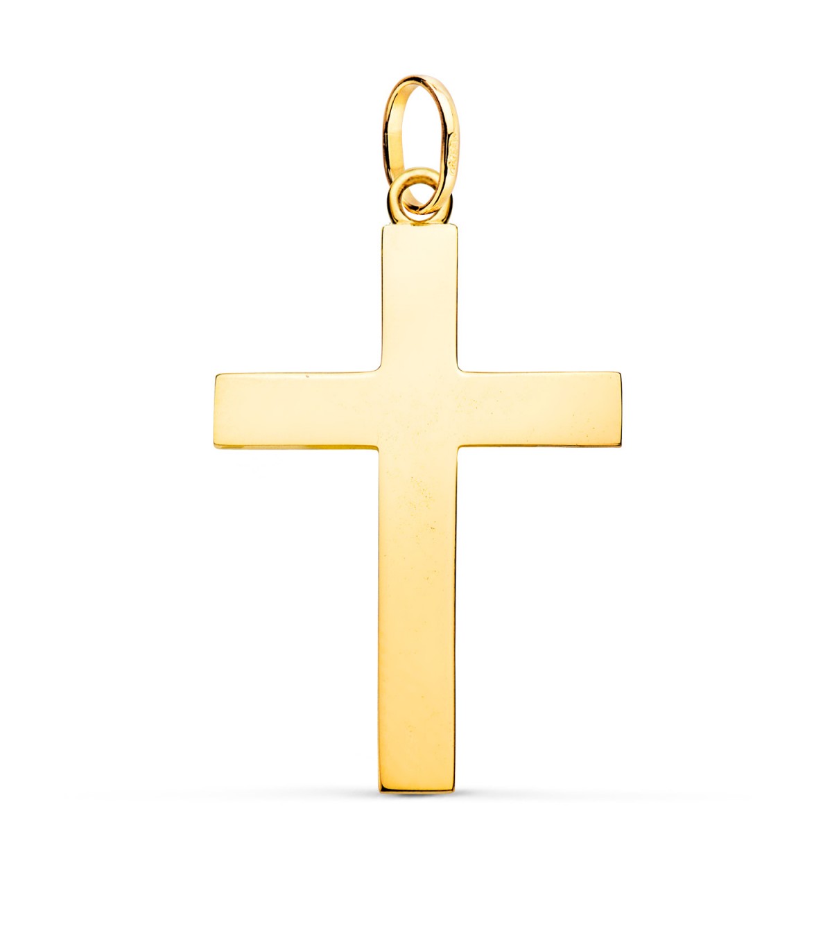 Cruz de Oro 18K 38mm Rectangular Brillo - crucifijo de oro para hombre - Comprar online una cruz colgante.