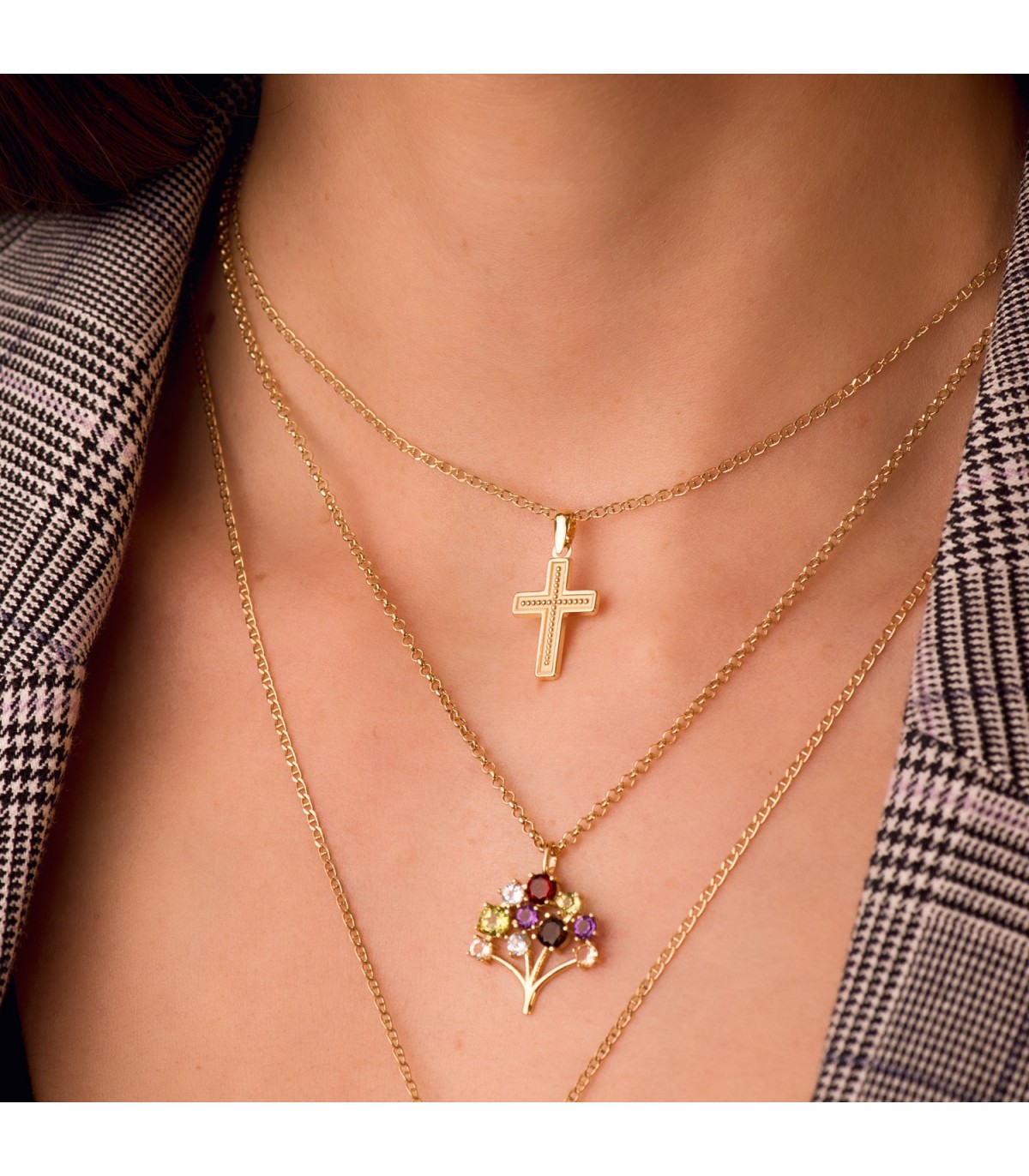 Croix Billes Or Jaune 18K 19mm