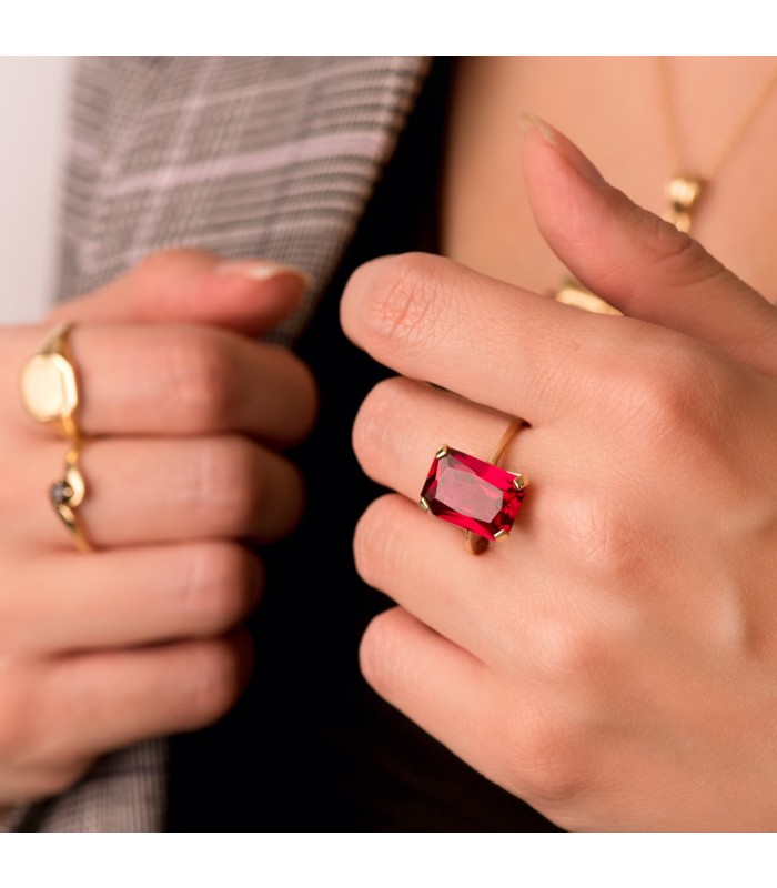 Sortija Mujer Spinel Rojo Oro 18K  - anillos de oro con piedras