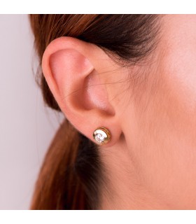 Orecchini punto luce Mercedes 8,5 mm, oro giallo 750 con zirconi a cipollina | Gioielli Donna