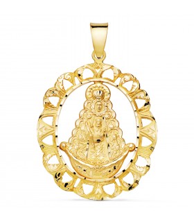 Medalla Virgen del Rocío Oro 18K 39mm Orla. Medallas religiosas vírgenes.