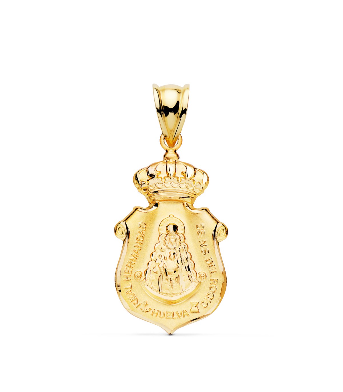 Escudo de Huelva Virgen del Rocío Oro 18K. Medallas de oro religiosas.