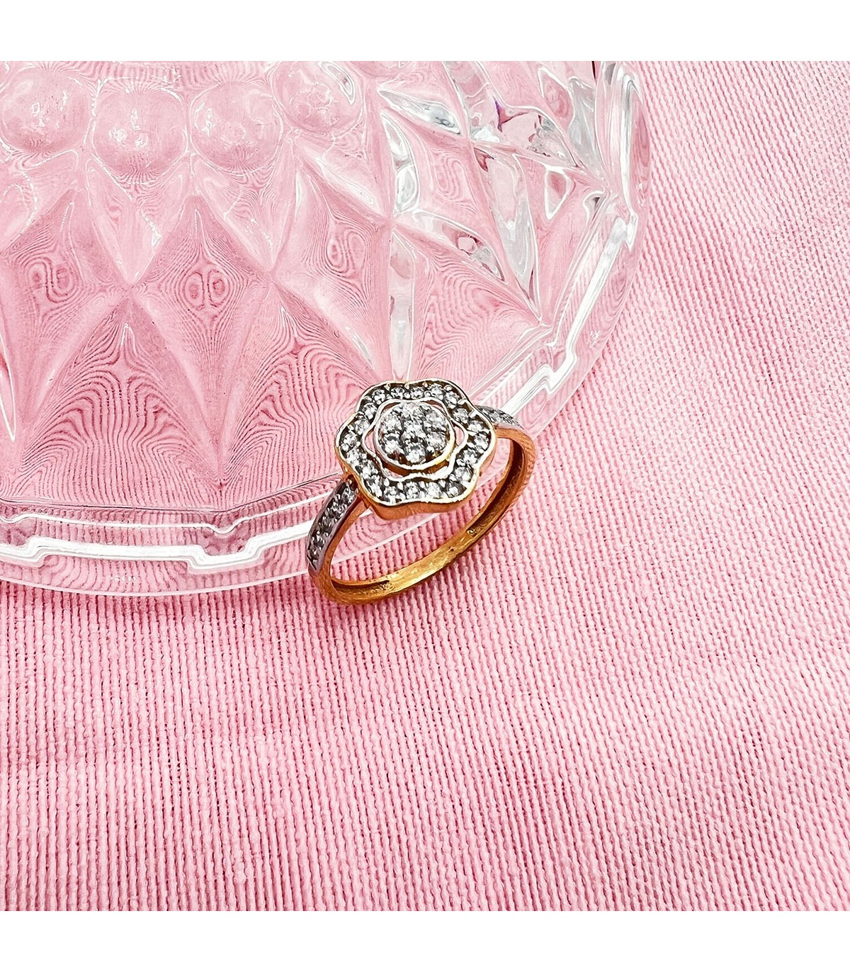 Damenring Gelb-/Weissgold 18K 19540