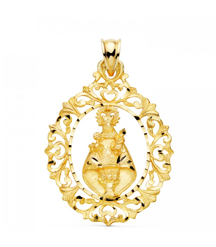 Medalla Virgen Covadonga Cerco Oro 18K 39mm. Compra medallas de oro online.