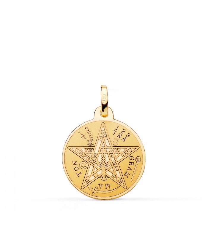 Colgante Tetragramaton Oro 18K 18mm. Amuleto protector contra malas energías y mal de ojo.