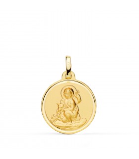 Médaille Saint Jean Baptiste Or 18K 18mm Biseau - Médailles de Baptême