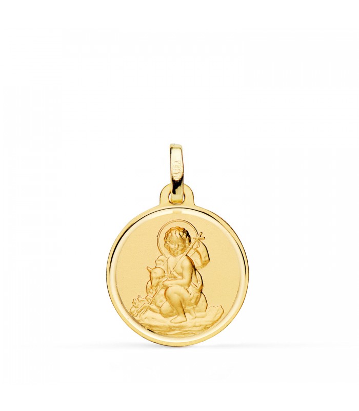 Medaglia San Giovanni Battista oro 18kt 18mm, ciondolo nascita e battesimo