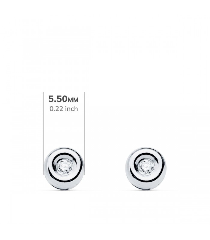 Pendientes dormilonas con diamantes para mujer. Medida 5.5 mm.