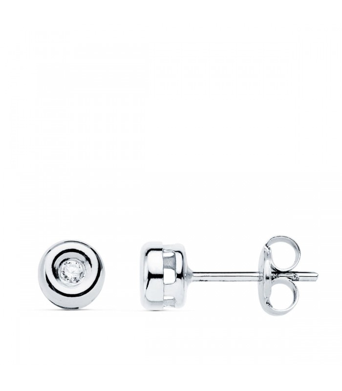 Boucles d'oreilles Délice Diamants 0.040 Ct. Or Blanc 18K. Puces d'oreilles pour femme
