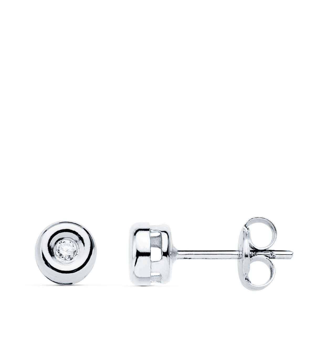 Boucles d'oreilles Délice Diamants 0.040 Ct. Or Blanc 18K. Puces d'oreilles pour femme