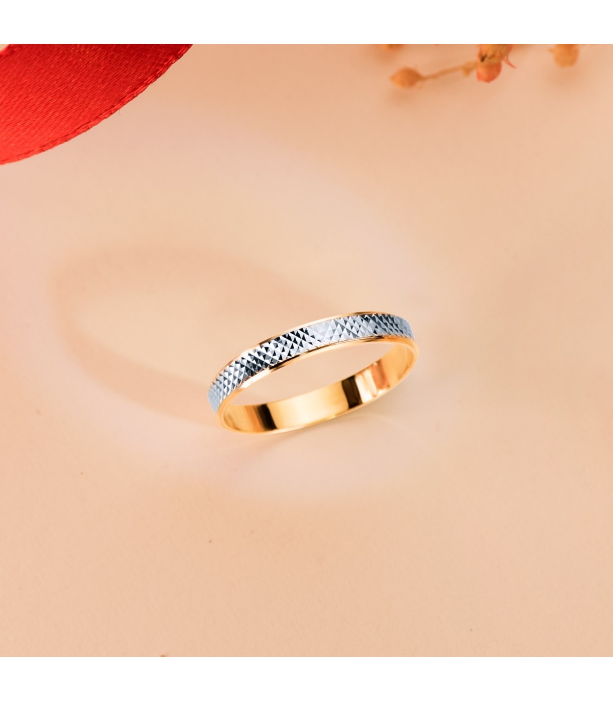 Fede nuziale 3 mm oro 18 carati bicolore. Fede nuziale donna. Gioielleria online.