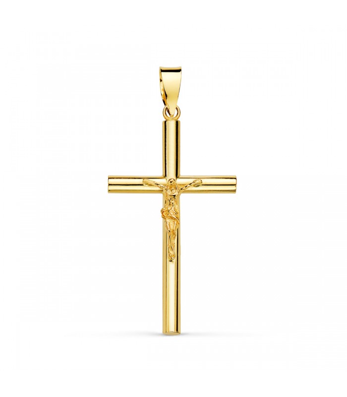 Cruz Cristo lisa 18 Ktes 29 mm | Cruces de oro hombre mujer y Comunión