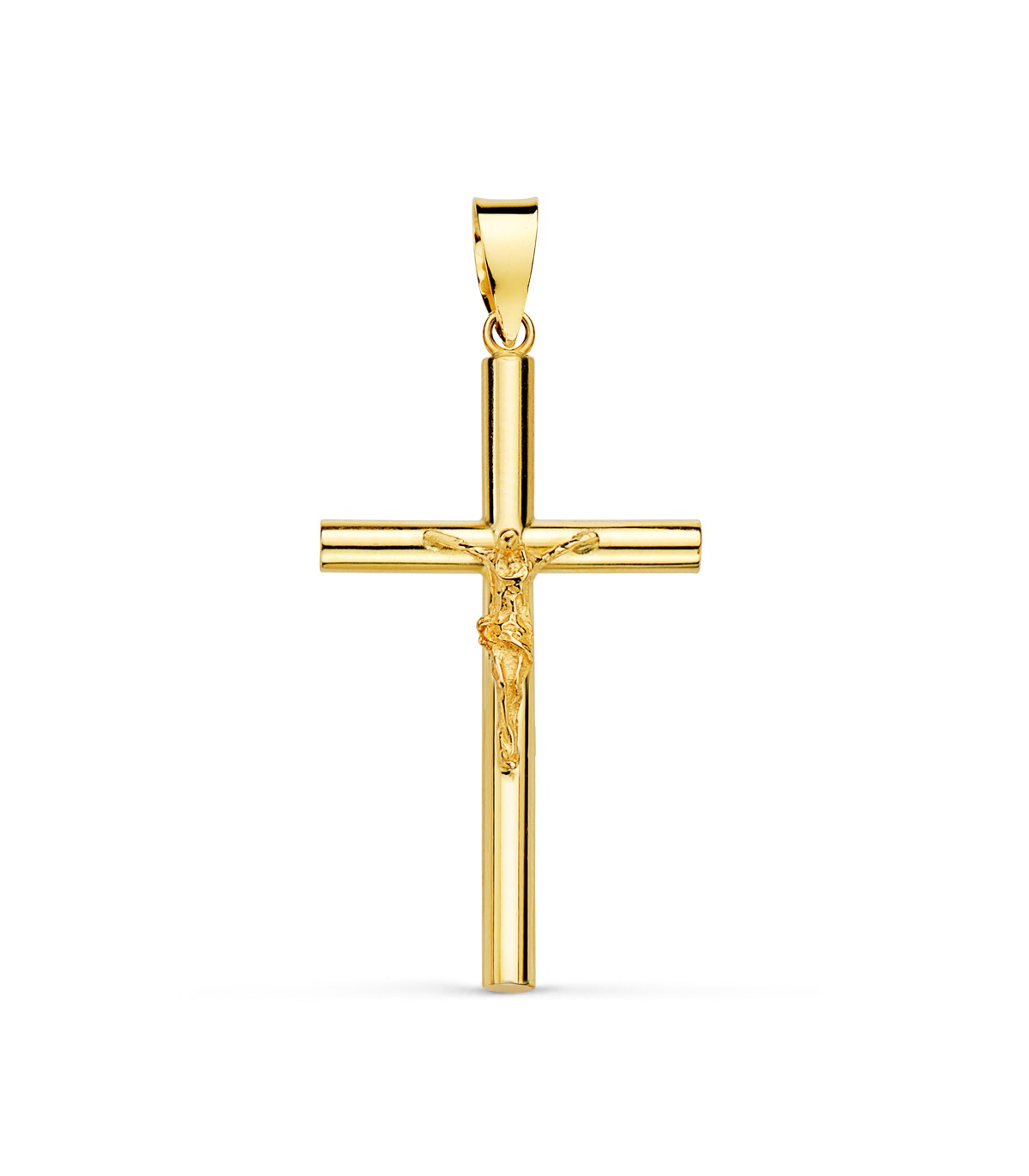Cruz Cristo lisa 18 Ktes 29 mm | Cruces de oro hombre mujer y Comunión