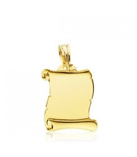 Pergamino RH  placa colgante oro 18k grabado personalizado joya chapa texto